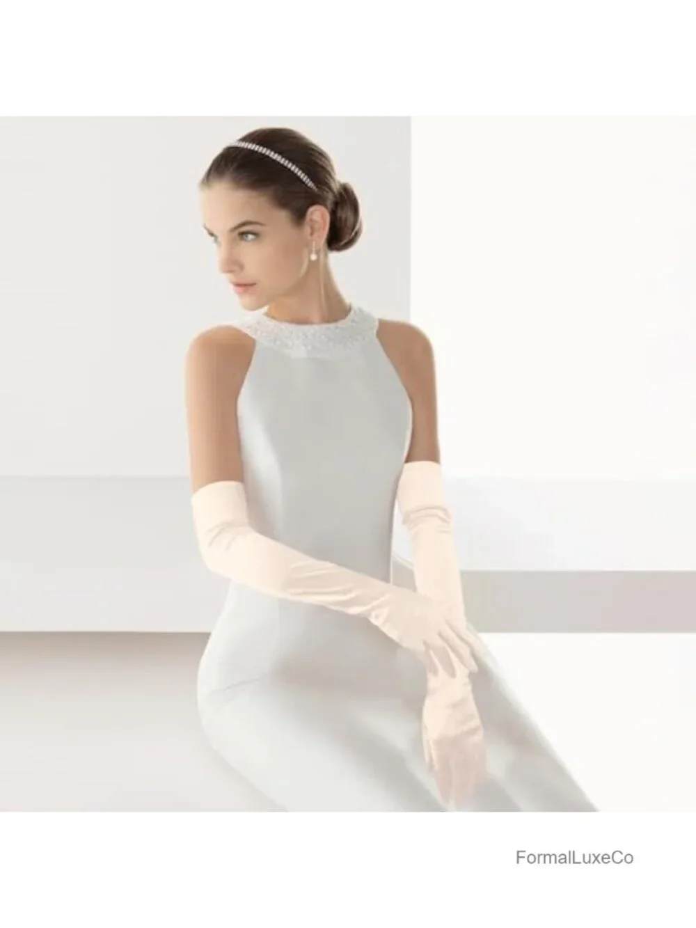 Satin Long Opera Gloves Women's Tea Party Wedding Costume Accessory